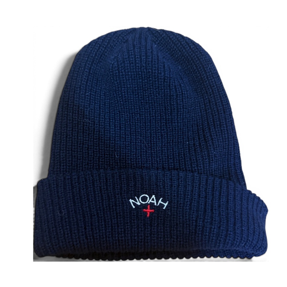 Noah Beanie Navy Blue Embroidered Logo Ribbed Knit Hat Gorpcore Unisex Hypebeast